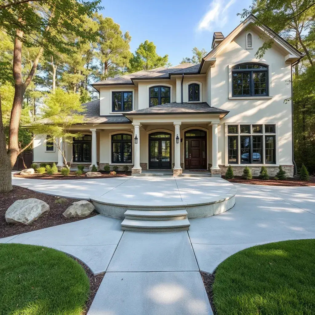 Finished concrete patio showcasing the results of professional slab pouring in New Jersey