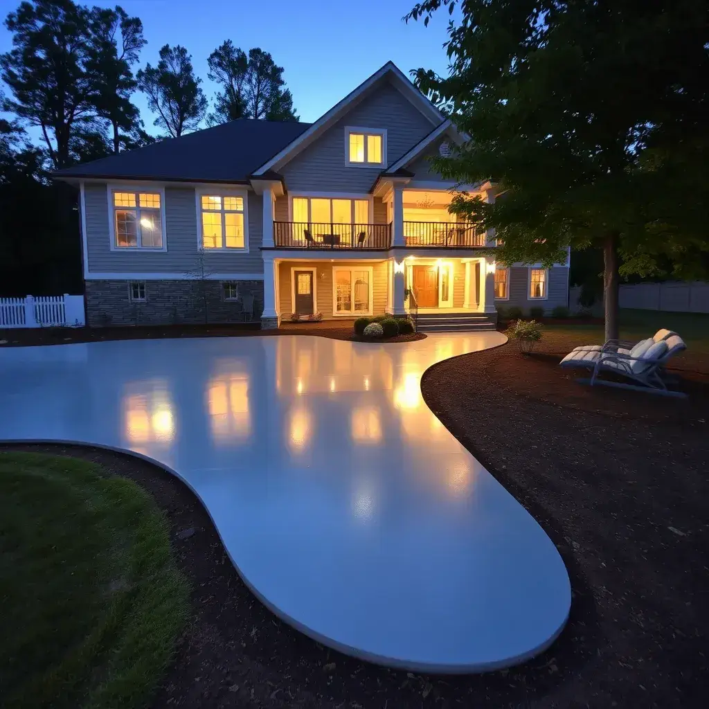 Construction site in New Jersey with freshly poured concrete slab foundation