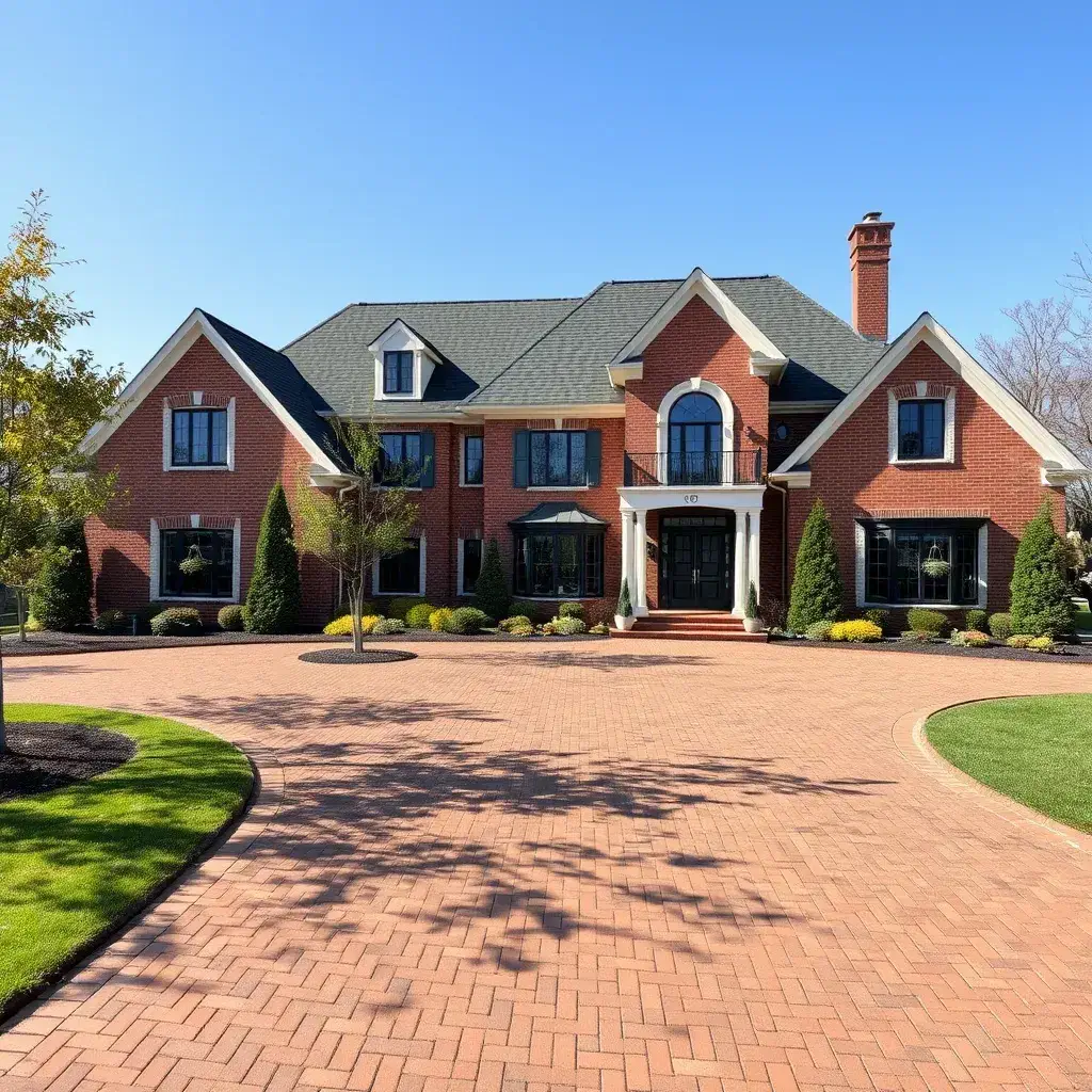 Elegant New Jersey mansion with a beautiful brick driveway